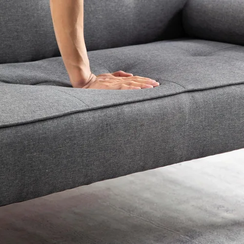 Miniatura 7 de Anwick Sofá cama de tela moderna, sofá biplaza convertible con 2 almohadas y reposabrazos, sofá reclinable plegable de 75 pulgadas con patas