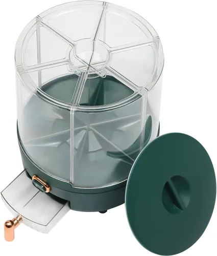 Miniatura 6 de Dispensador de arroz de 6 rejillas de 14 libras, dispensador de alimentos secos giratorio de 360°, dispensador de cereales de cocina, recipiente