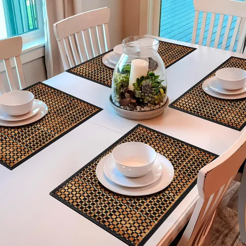 Miniatura 6 de Hushee 8 manteles individuales de bambú para mesa de comedor, lavables, resistentes al calor, manteles individuales de bambú para comedor y mesa