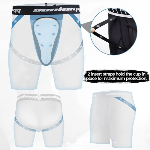 Miniatura 18 de COOLOMG Pantalones cortos de compresión para hombre, con bolsillo para tazas, ropa interior deslizante para béisbol, fútbol, lacrosse, sin copa