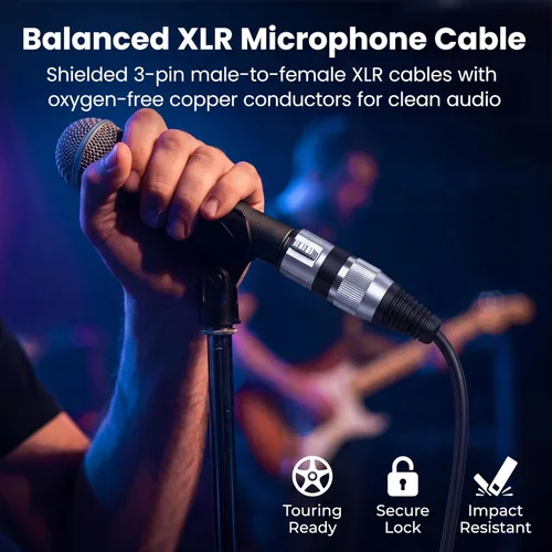 Miniatura 2 de GEARit XLR - Cable de micrófono macho a hembra (10 pies, paquete de 6) mezclador blindado equilibrado de 3 pines, estudio de grabación, podcast