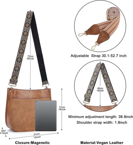 Miniatura 4 de HKCLUF Bolso cruzado para mujer, 2 piezas, de cuero, con 2 correas ajustables de leopardo, bolsa cruzada