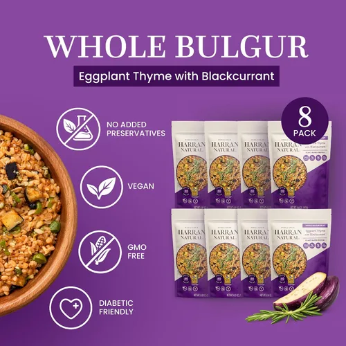 Miniatura 3 de Harran Natural Bulgur Pilaf de grano entero, alto en proteínas, tomillo de berenjena y grosella negra, listo en 60 segundos, vegano, sin OMG, sin
