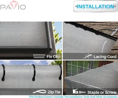 Miniatura 5 de Patio Rollo de Tela para Sombra Solar de 8' x 24' Tela de Sombra de 6/8/12 PIES para Patio, Vela de Malla para Exteriores Toldos de Sombra Solar