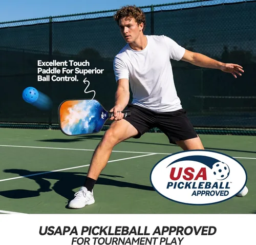 Miniatura 2 de Pickleball Paddles Set of 2 - USAPA Approved Fiberglass Pickleball Paddles Set with 2 with SRT Pro Polymer Honeycomb Core, 4 High-Performance