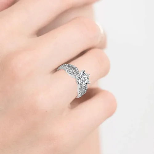 Miniatura 6 de Anillo de plata de diamante de lujo, anillo de compromiso, anillo de boda, anillo de circonita, joyería para tu princesa