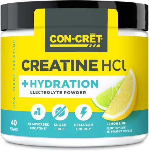 Miniatura 8 de CON-CRET Creatina HCl + Hidratación Tina de polvo de electrolitos Mango cítrico Electrolitos sin azúcar Fórmula de rehidratación