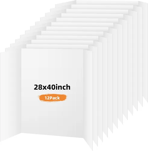 Miniatura 9 de Paquete de 4 tableros trípticos para póster, tablero de presentación blanco de 36x48 pulgadas, tablero de exhibición portátil para feria