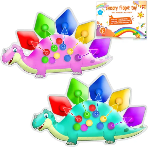 Miniatura 7 de Juguete sensorial de dinosaurio para clasificar el color, juguetes de viaje para niños pequeños de 1 a 3 años, juguete de viaje por carretera 1