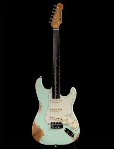 Miniatura 9 de KGD Guitarra eléctrica relic, mástil de arce tostado y diapasón de palisandro, tuerca de hueso, guitarra eléctrica relic de 6 cuerdas, guitarras