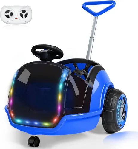 Miniatura 7 de ANPABO Auto eléctrico 3 en 1, juguete de paseo para niños de 12 V con control remoto, giro de 360°, cinturón de seguridad de 5 puntos, luz LED Azul