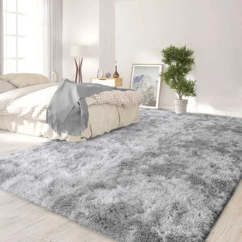 Miniatura 94 de FlyDOIT Alfombras Grandes para Sala de Estar, 5x8 Pies Alfombra Shaggy Teñida con Tie-Dye Gris Oscuro, Alfombras Mullidas Tipo Manta, Alfombras