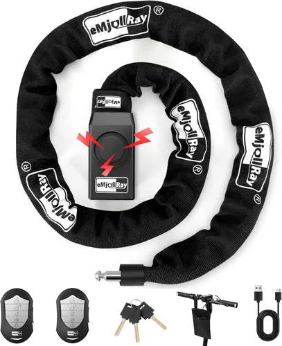 Cerradura de cadena antirrobo para bicicleta, cerradura de bicicleta de seguridad de 110 dB, cerradura de cadena de 0.315 in x 4 pies con llave y