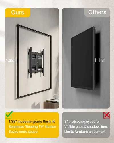 Miniatura 6 de monTEK Soporte de pared para TV ultradelgado de alta resistencia para televisores de 37 a 90 pulgadas de hasta 185 libras, soporte de pared