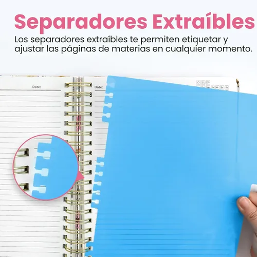 Miniatura 4 de Cuadernos grandes de espiral rayados para el trabajo con divisores y pestañas extraíbles, 8.5 x 11 pulgadas, bonito cuaderno de tapa dura de 5 A