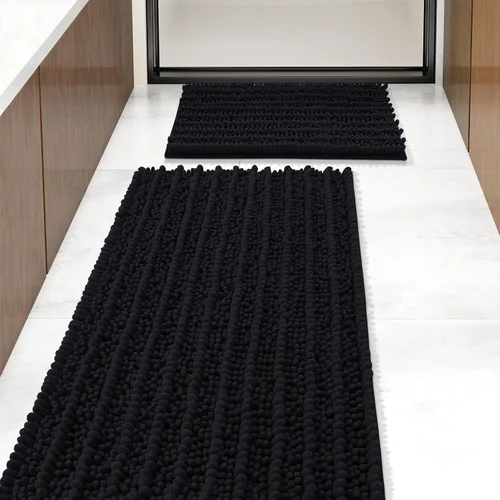 Miniatura 14 de Arotive Juego de 2 alfombras de baño de felpilla de lujo, extra suaves, absorbentes, peludas y alfombras de baño de contorno en forma de U