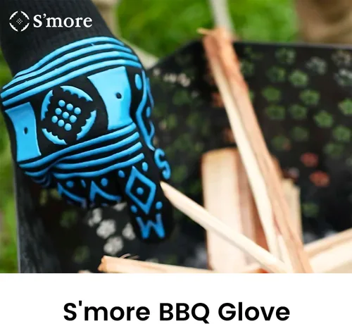 Miniatura 2 de S'more Guantes de barbacoa resistentes al calor, guantes de parrilla al aire libre, guantes de silicona antideslizantes para horno, guantes largos