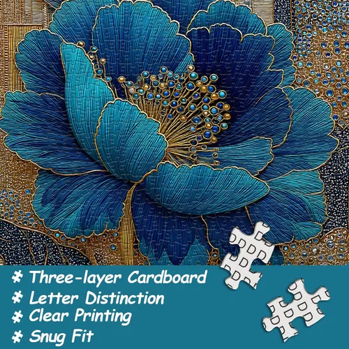 Miniatura 3 de Rompecabezas de flores azules para adultos de 1000 piezas, hermosos rompecabezas florales elegantes vintage, rompecabezas con temática de plantas