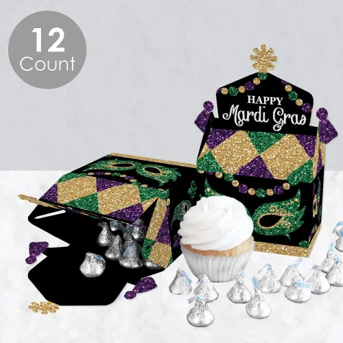Miniatura 3 de Big Dot of Happiness Mardi Gras – Caja de golosinas para fiestas – Cajas de regalo para fiesta de máscaras, cajas de golosinas – Juego de 12