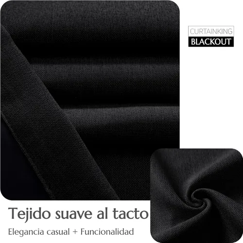 Miniatura 6 de jinchan Cortinas opacas con textura de lino negro para dormitorio, sala de estar, 2 paneles de 84 pulgadas de largo, con aislamiento térmico