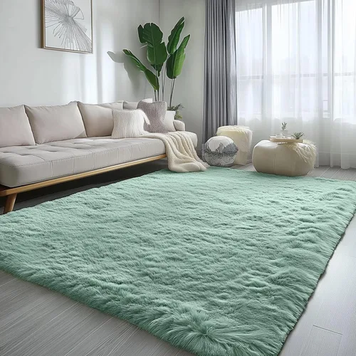Miniatura 32 de PAGISOFE Alfombras esponjosas de dormitorio de 4 x 6 pies, color negro, alfombra moderna para sala de estar, alfombra lanuda para interiores