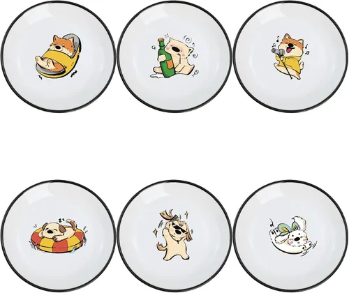 Miniatura 17 de SOCOSY Platos de cerámica súper lindos con animales de dibujos animados, platos de condimentos, pequeños tazones para alimentación de gatos, perros