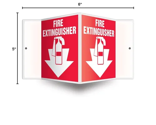 Miniatura 3 de Accuform Señal de proyección 3D para extintor de incendios, plástico de alto impacto de 6 x 5 pulgadas con agujeros de montaje preperforados