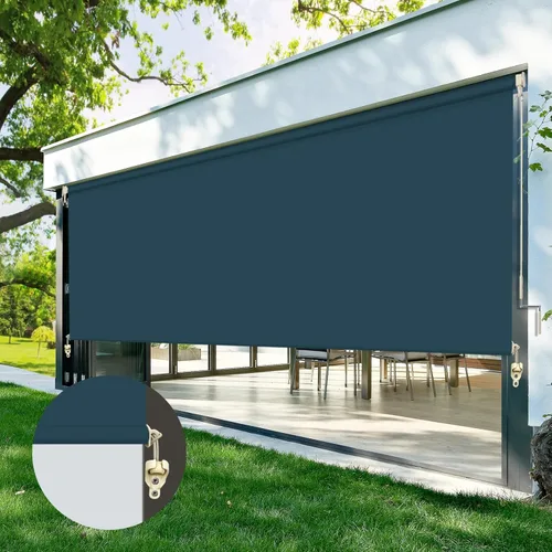 Miniatura 15 de ZY Blinds Persianas opacas para exteriores, sin cordones, de tela negra impermeable, para exteriores, protección contra la luz solar, pantalla