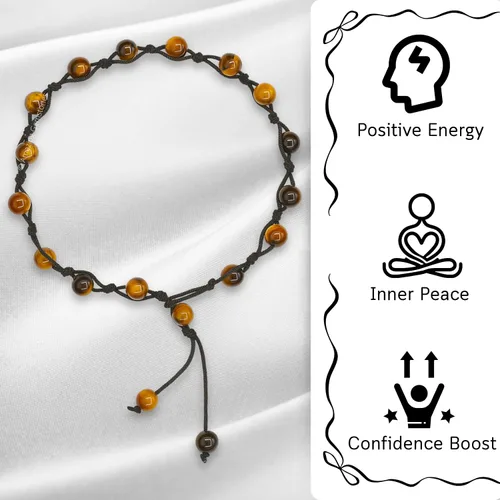 Miniatura 186 de Amazing Gemstone Crystal Anklet Ankle Bracelets for Women - Waterproof Beaded Healing Crystal Anklets, Plus Size Chakra Gemstone Bead Anklet