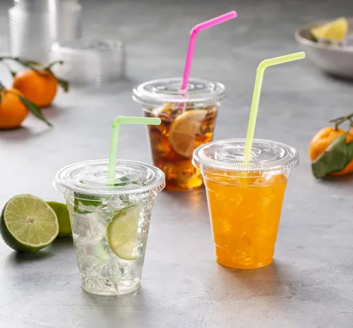 Miniatura 4 de ELEGANT DISPOSABLES Vasos de PET transparentes con tapas planas para café helado (12 onzas)