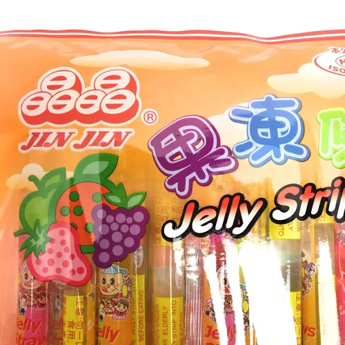 Miniatura 5 de Jin Jin - Tira de gelatina (pajitas rellenas de gelatina en varios sabores) - Peso neto 14.1 onzas.