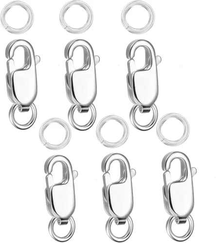 Miniatura 6 de kcctoo Cierre de pinza de langosta de plata con anillos de salto cerrados de oro de 14 quilates para la fabricación de joyas, fabricado en Italia