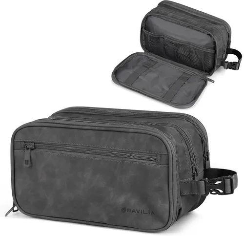 Miniatura 9 de PAVILIA - Bolsa de aseo para hombres, estuche de viaje esencial con kit de afeitado Dopp, bolsa de viaje organizadora de artículos de tocador