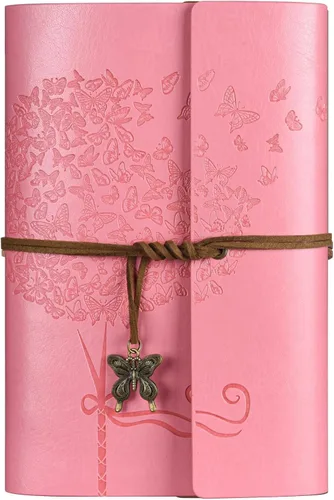 Miniatura 9 de Diario de cuero OMEYA, cuaderno de escritura recargable, planificador de diario para mujeres y niñas (Azul, A6 18.5 cm x 13 cm)