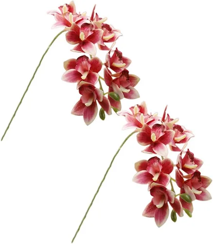Miniatura 10 de XZJMY Flores artificiales de orquídeas artificiales 3D, flores artificiales de seda de 10 cabezas de seda, flores artificiales para exteriores