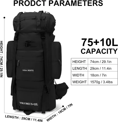Miniatura 2 de IX INOXTO 85L Lightweight Internal Frame Hiking Backpack for Men Women, Waterproof Travel Camping Backpack with Rain Cover