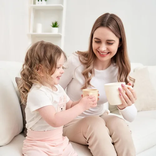 Miniatura 6 de Taza de entrenamiento de silicona para bebés y niños, taza de aprendizaje para niños pequeños con asas, taza abierta para bebés de 6 meses y 4 Azul