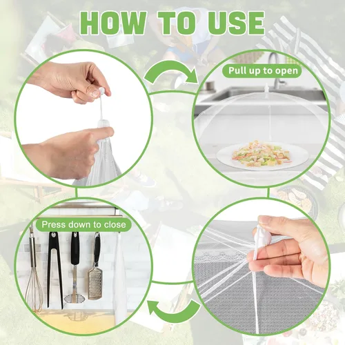 Miniatura 6 de Cubierta extra grande para alimentos, 3 Jumbo (40 x 23.7 pulgadas), tiendas de campaña de malla blanca para servir, tiendas de campaña emergentes