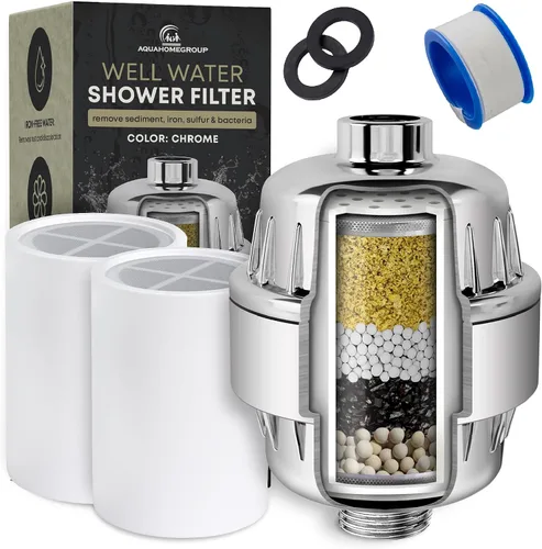 Miniatura 10 de AquaHomeGroup Filtro de ducha para agua libre de cloro (incluye 2 cartuchos) – Elimina impurezas y olores para agua más limpia y fresca – Filtros