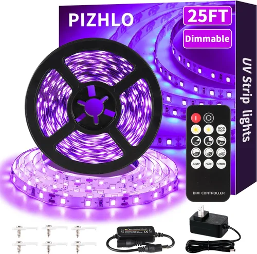 Miniatura 10 de Juego de tiras de luces LED negras mejoradas de 33 pies/10M con control remoto, 600 LEDs, lámpara de 12V autoadhesiva y ajustable, para fiestas