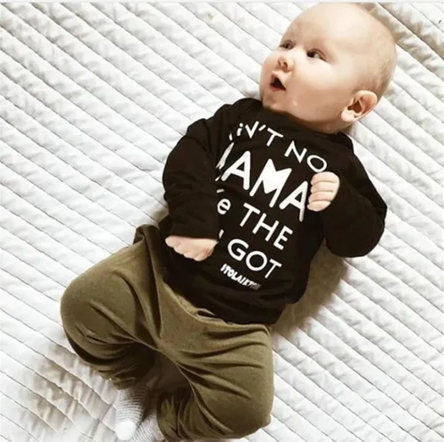 Miniatura 3 de Conjunto de ropa para bebés y niños pequeños con letras impresas