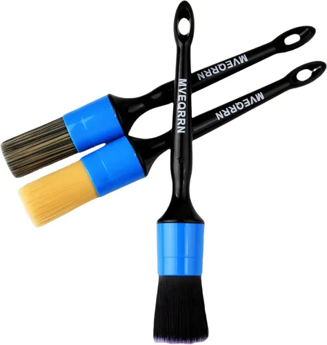 MVEQRRN Juego de cepillos de detalle de coche de 3 piezas - 1 pieza de cepillos de detalle de coche de pelo de jabalí, 1 pieza de cepillo de detalle