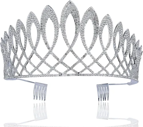 Exquisita Tiara de diamantes de imitación de cristal austríaco transparente con peines laterales de pelo Corona de baile de graduación princesa