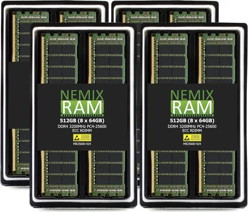 Miniatura 21 de NEMIX RAM 1TB (4X256GB) DDR4 3200MHZ PC4-25600 8Rx4 1.2V CL22 288-PIN ECC LRDIMM Kit de memoria de servidor reducida de carga compatible