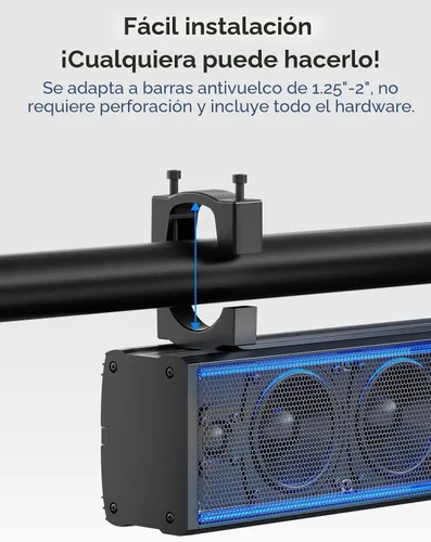 Miniatura 5 de KEMIMOTO Barra de sonido de metal con 6 altavoces para UTV, barra de sonido impermeable IP65 de 25 pulgadas para carritos de golf, altavoz Bluetooth
