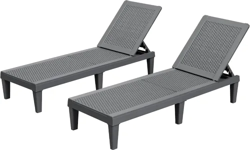 Miniatura 11 de Homall Juego de 2 tumbonas para patio, sillas ligeras para exteriores, 5 ajustes de posición, respaldo para piscina exterior, jardín, patio y playa