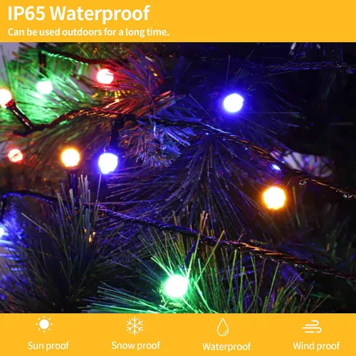 Miniatura 5 de Meteds - Luces LED de Navidad para exteriores, 300 LED, 32 m, 8 modos, luces de globo enchufables y conectables impermeables para decoraciones