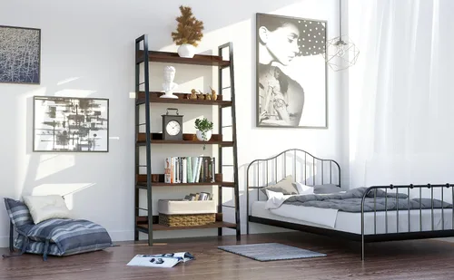 Miniatura 9 de Himimi Estantería industrial, estante de escalera grande de 5 niveles, estante de almacenamiento independiente, estantes inclinados para libros