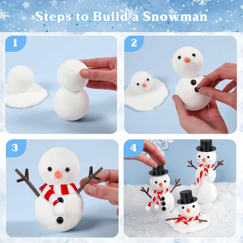 Miniatura 5 de Kit de 9 unidades para crear un muñeco de nieve de arcilla para modelar, manualidades de invierno para niños, kit de manualidades de muñeco de nieve