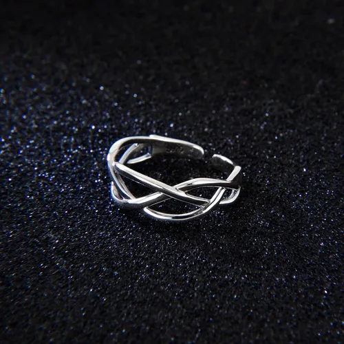 Miniatura 32 de CANDYFANCY Anillo de nudo celta de plata de ley 925 abierto para el dedo medio nudillo para mujer, tamaño ajustable 4-7